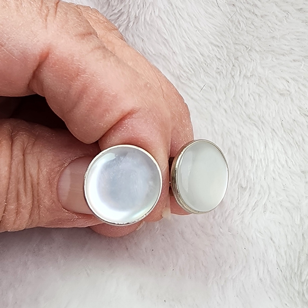 Vintage Pioneer Cuff Links Mother of Pearl or Moonstone